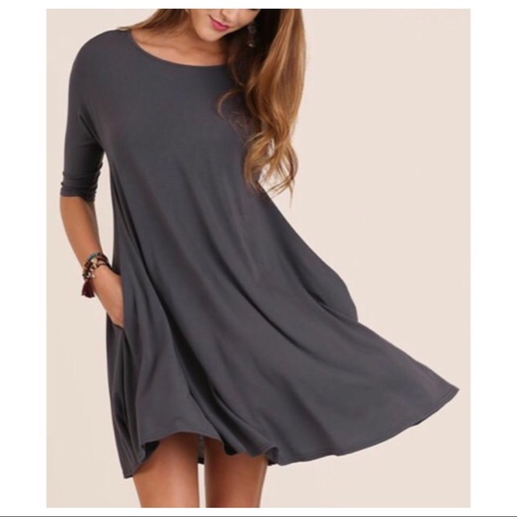 ✨LAST ONES✨Grey side pocket swing dress - Picture 2 of 8